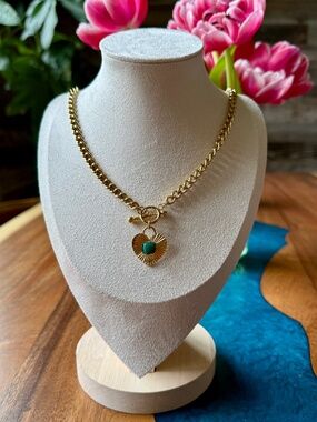Turquoise Heart Toggle Necklace